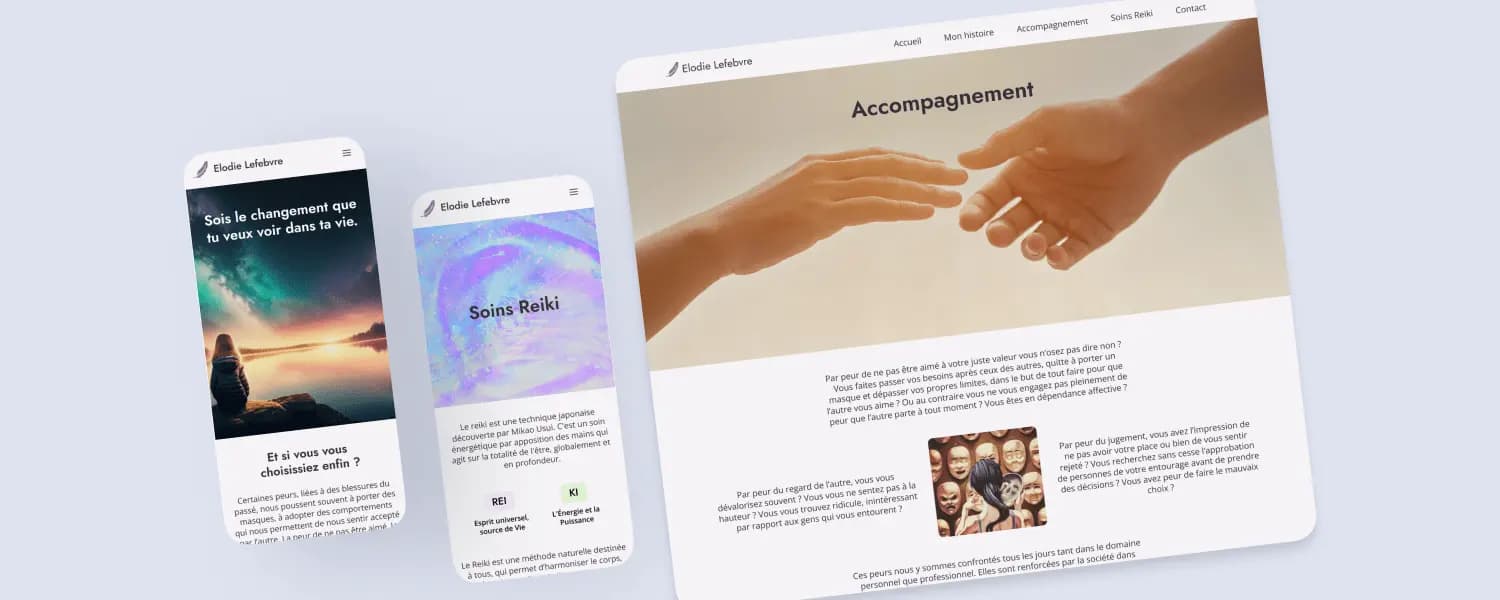 Aperçu du site vitrine modernisé pour Élodie Lefebvre
