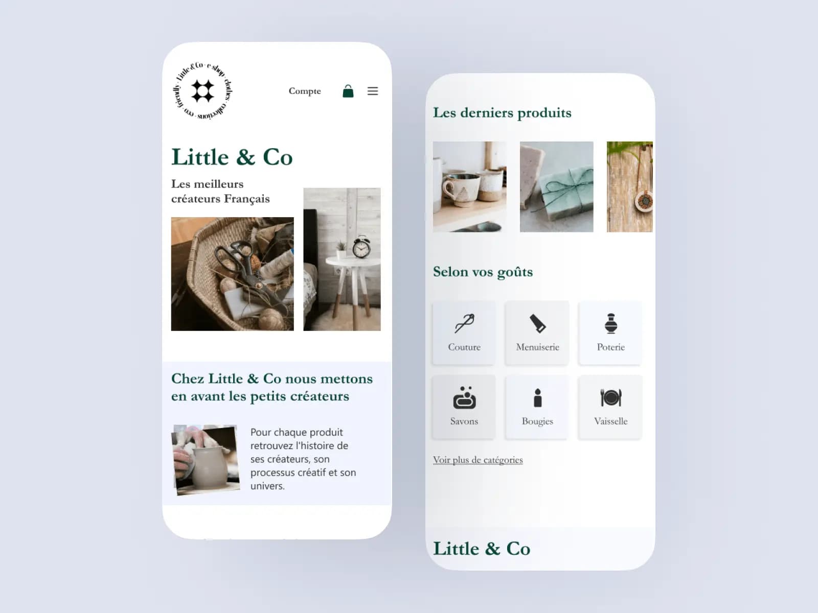 Ensemble de mockups du site Little & Co