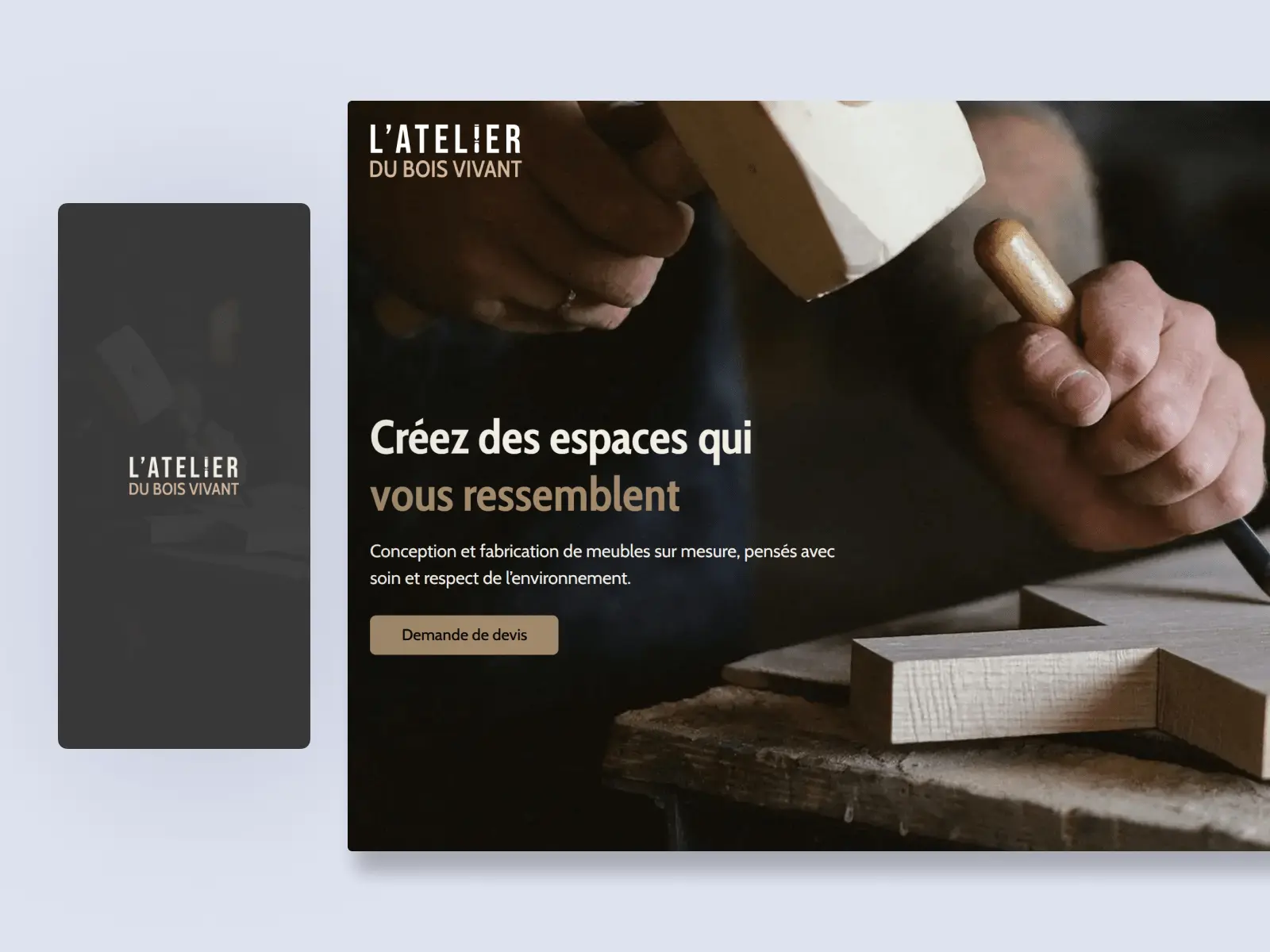 Mockup du site web de L'atelier du bois vivant
