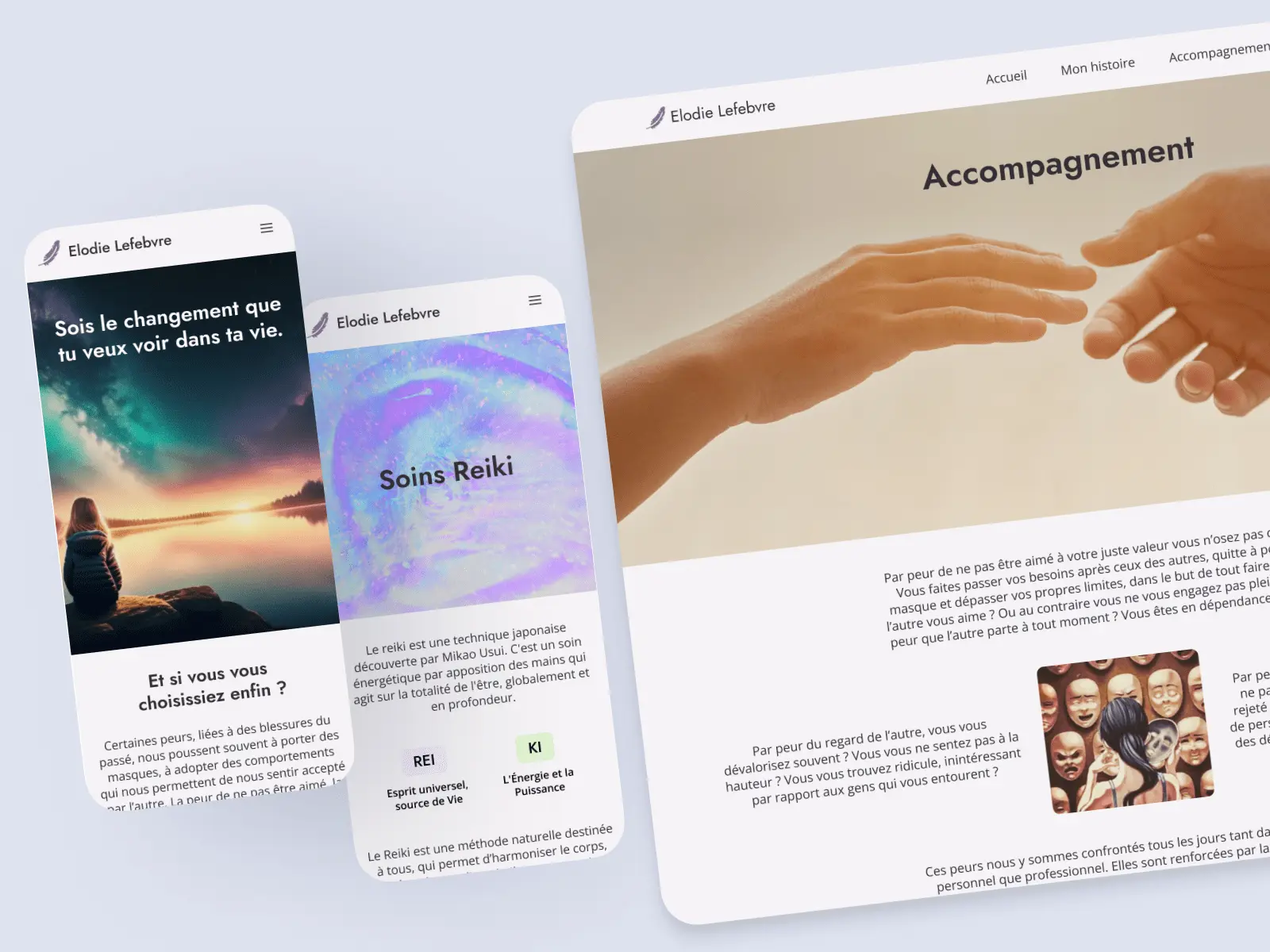 Mockup du site web de Elodie Lefebvre